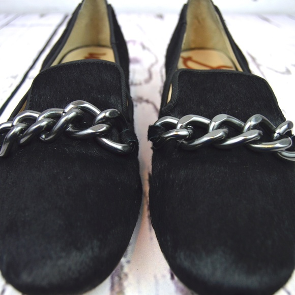 Sam Edelman Black Loafers with Silver Chain - Picture 3 of 8